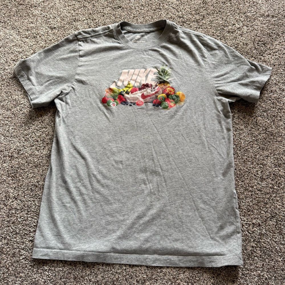 The Nike Tee With Fruit Sneaker Tee Shirt Size Medium - Gray